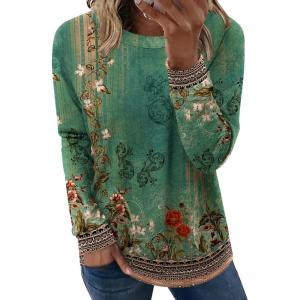 imageZeagoo Womens Long Sleeve Shirts Basic Crewneck Blouses Dressy Casual Loose Tunic Tops with Pockets SXXLMz839