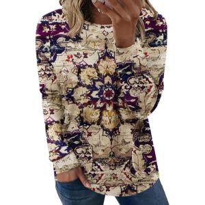 imageZeagoo Womens Long Sleeve Shirts Basic Crewneck Blouses Dressy Casual Loose Tunic Tops with Pockets SXXLMz857