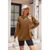 imageZeagoo Womens Sweatshirts Long Sleeve Crewneck Pullover Tops 2025 Fall Winter Trendy Side Zip Going Out HoodiesBrown