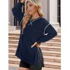 imageZeagoo Womens Sweatshirts Long Sleeve Crewneck Pullover Tops 2025 Fall Winter Trendy Side Zip Going Out HoodiesNavy Blue