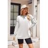 imageZeagoo Womens Sweatshirts Long Sleeve Crewneck Pullover Tops 2025 Fall Winter Trendy Side Zip Going Out HoodiesWhite