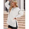 imageZeagoo Womens Sweatshirts Long Sleeve Crewneck Pullover Tops 2025 Fall Winter Trendy Side Zip Going Out HoodiesWhite