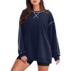 imageZeagoo Womens Sweatshirts Long Sleeve Crewneck Pullover Tops 2025 Fall Winter Trendy Side Zip Going Out HoodiesNavy Blue