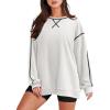 imageZeagoo Womens Sweatshirts Long Sleeve Crewneck Pullover Tops 2025 Fall Winter Trendy Side Zip Going Out HoodiesWhite