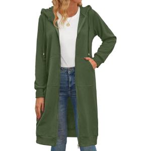 imageZeagoo Womens Zip Up Hoodies Oversized Fleece Long Tunic Sweatshirts Casual Long Sleeve 2026 Fall Hoodie Jacket CoatArmy Green