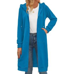 imageZeagoo Womens Zip Up Hoodies Oversized Fleece Long Tunic Sweatshirts Casual Long Sleeve 2026 Fall Hoodie Jacket CoatBlue