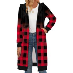 imageZeagoo Womens Zip Up Hoodies Oversized Fleece Long Tunic Sweatshirts Casual Long Sleeve 2026 Fall Hoodie Jacket CoatCheck Pattern