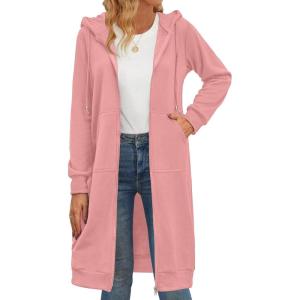 imageZeagoo Womens Zip Up Hoodies Oversized Fleece Long Tunic Sweatshirts Casual Long Sleeve 2026 Fall Hoodie Jacket CoatDark Pink