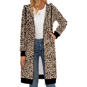 imageZeagoo Womens Zip Up Hoodies Oversized Fleece Long Tunic Sweatshirts Casual Long Sleeve 2026 Fall Hoodie Jacket CoatLeopard Print