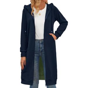 imageZeagoo Womens Zip Up Hoodies Oversized Fleece Long Tunic Sweatshirts Casual Long Sleeve 2026 Fall Hoodie Jacket CoatNavy