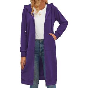 imageZeagoo Womens Zip Up Hoodies Oversized Fleece Long Tunic Sweatshirts Casual Long Sleeve 2026 Fall Hoodie Jacket CoatPurple