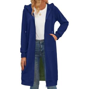 imageZeagoo Womens Zip Up Hoodies Oversized Fleece Long Tunic Sweatshirts Casual Long Sleeve 2026 Fall Hoodie Jacket CoatRoyal Blue
