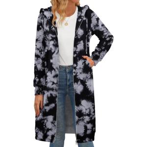 imageZeagoo Womens Zip Up Hoodies Oversized Fleece Long Tunic Sweatshirts Casual Long Sleeve 2026 Fall Hoodie Jacket CoatTie Dye
