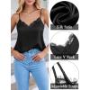imageZeagoo Camisole Tops for Women Slik Satin Spaghetti Strap Tank Top Lace V Neck Cami 2 PCSBlackgreen