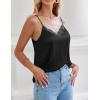 imageZeagoo Camisole Tops for Women Slik Satin Spaghetti Strap Tank Top Lace V Neck Cami 2 PCSBlackgreen