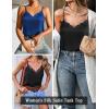 imageZeagoo Camisole Tops for Women Slik Satin Spaghetti Strap Tank Top Lace V Neck Cami 2 PCSBlacknavy Blue