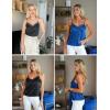 imageZeagoo Camisole Tops for Women Slik Satin Spaghetti Strap Tank Top Lace V Neck Cami 2 PCSBlacknavy Blue