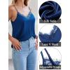 imageZeagoo Camisole Tops for Women Slik Satin Spaghetti Strap Tank Top Lace V Neck Cami 2 PCSBlacknavy Blue