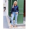 imageZeagoo Satin Blouses for Women Silk Button Down Shirts Long Sleeve Business Casual TopsNavy