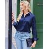imageZeagoo Satin Blouses for Women Silk Button Down Shirts Long Sleeve Business Casual TopsNavy