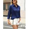 imageZeagoo Satin Blouses for Women Silk Button Down Shirts Long Sleeve Business Casual TopsNavy