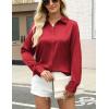 imageZeagoo Satin Blouses for Women Silk Button Down Shirts Long Sleeve Business Casual TopsRed
