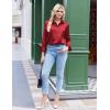 imageZeagoo Satin Blouses for Women Silk Button Down Shirts Long Sleeve Business Casual TopsRed