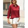 imageZeagoo Satin Blouses for Women Silk Button Down Shirts Long Sleeve Business Casual TopsRed