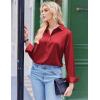 imageZeagoo Satin Blouses for Women Silk Button Down Shirts Long Sleeve Business Casual TopsRed