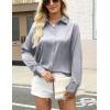 imageZeagoo Satin Blouses for Women Silk Button Down Shirts Long Sleeve Business Casual TopsSilver