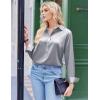 imageZeagoo Satin Blouses for Women Silk Button Down Shirts Long Sleeve Business Casual TopsSilver