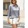 imageZeagoo Satin Blouses for Women Silk Button Down Shirts Long Sleeve Business Casual TopsSilver