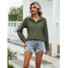 imageZeagoo Womens Cotton Linen Button Down Shirts Loose Fit Long Sleeve Collared Blouse Casual V Neck Tops Outfits S3XLZarmy Green