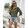 imageZeagoo Womens Cotton Linen Button Down Shirts Loose Fit Long Sleeve Collared Blouse Casual V Neck Tops Outfits S3XLZarmy Green