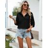 imageZeagoo Womens Cotton Linen Button Down Shirts Loose Fit Long Sleeve Collared Blouse Casual V Neck Tops Outfits S3XLZblack
