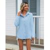 imageZeagoo Womens Cotton Linen Button Down Shirts Loose Fit Long Sleeve Collared Blouse Casual V Neck Tops Outfits S3XLZblue