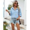 imageZeagoo Womens Cotton Linen Button Down Shirts Loose Fit Long Sleeve Collared Blouse Casual V Neck Tops Outfits S3XLZblue
