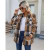 imageZeagoo Womens Fleece Sherpa Jacket Casual Long Sleeve Button Down Flannel Shacket Shirt Winter Coat with PocketsBrown Black