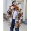 imageZeagoo Womens Fleece Sherpa Jacket Casual Long Sleeve Button Down Flannel Shacket Shirt Winter Coat with PocketsBrown White