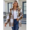 imageZeagoo Womens Fleece Sherpa Jacket Casual Long Sleeve Button Down Flannel Shacket Shirt Winter Coat with PocketsBrown White