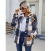 imageZeagoo Womens Fleece Sherpa Jacket Casual Long Sleeve Button Down Flannel Shacket Shirt Winter Coat with PocketsNavy