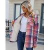 imageZeagoo Womens Fleece Sherpa Jacket Casual Long Sleeve Button Down Flannel Shacket Shirt Winter Coat with PocketsPink
