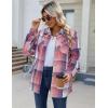 imageZeagoo Womens Fleece Sherpa Jacket Casual Long Sleeve Button Down Flannel Shacket Shirt Winter Coat with PocketsPink