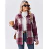 imageZeagoo Womens Fleece Sherpa Jacket Casual Long Sleeve Button Down Flannel Shacket Shirt Winter Coat with PocketsWine Red