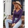 imageZeagoo Womens Long Sleeve Shirts VNeck Rib Knit Slim Fit Tops Casual Stretch Basic Tee Going Out Top Fall Fashion 2025Dark Purple