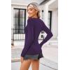 imageZeagoo Womens Long Sleeve Shirts VNeck Rib Knit Slim Fit Tops Casual Stretch Basic Tee Going Out Top Fall Fashion 2025Dark Purple