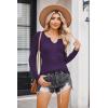 imageZeagoo Womens Long Sleeve Shirts VNeck Rib Knit Slim Fit Tops Casual Stretch Basic Tee Going Out Top Fall Fashion 2025Dark Purple