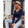imageZeagoo Womens Long Sleeve Shirts VNeck Rib Knit Slim Fit Tops Casual Stretch Basic Tee Going Out Top Fall Fashion 2025Navy Blue