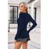 imageZeagoo Womens Long Sleeve Shirts VNeck Rib Knit Slim Fit Tops Casual Stretch Basic Tee Going Out Top Fall Fashion 2025Navy Blue