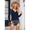 imageZeagoo Womens Long Sleeve Shirts VNeck Rib Knit Slim Fit Tops Casual Stretch Basic Tee Going Out Top Fall Fashion 2025Navy Blue